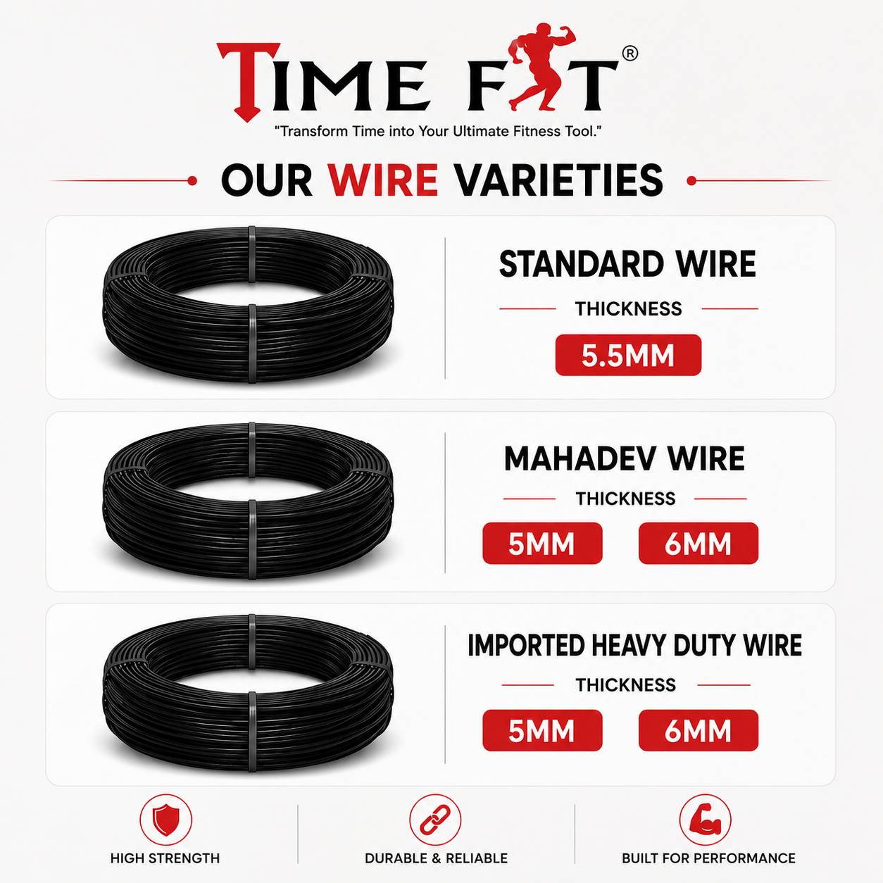 TimeFit wire varieties for gym machines