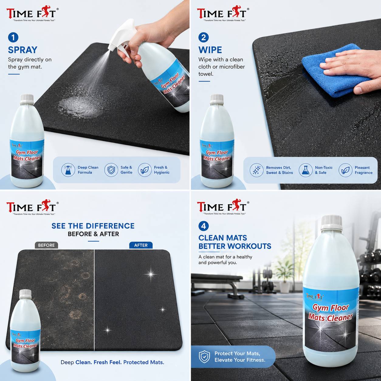 TimeFit gym floor mats cleaner