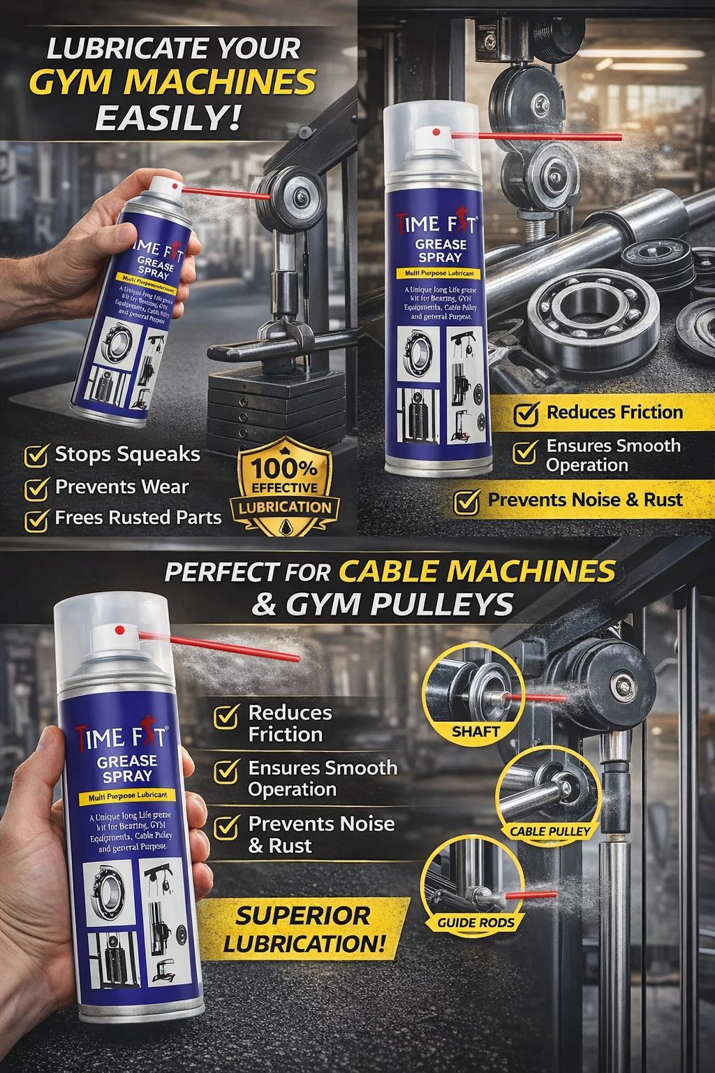 Grease Spray Multipurpose Lubricant For Bearings Gym Equipment | Cable Pulley Moving Parts | Rust Protection & Smooth Operation | Long Lasting Lubrication | Easy Spray Application-500 Ml Pack - Image 5