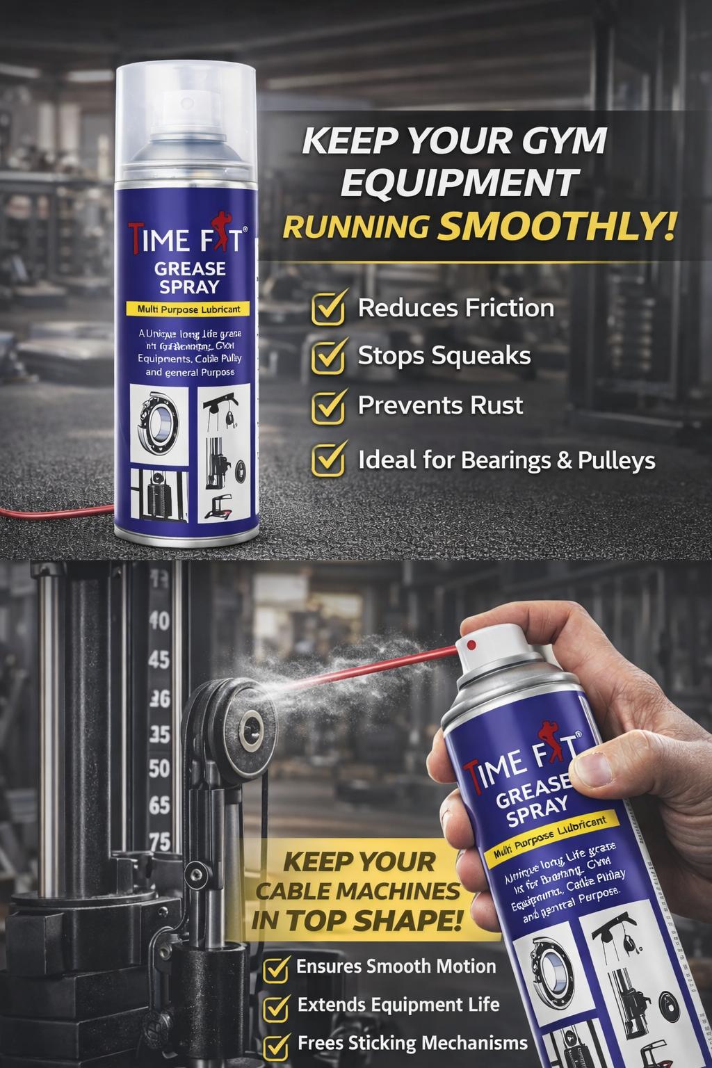 Grease Spray Multipurpose Lubricant For Bearings Gym Equipment | Cable Pulley Moving Parts | Rust Protection & Smooth Operation | Long Lasting Lubrication | Easy Spray Application-500 Ml Pack - Image 2