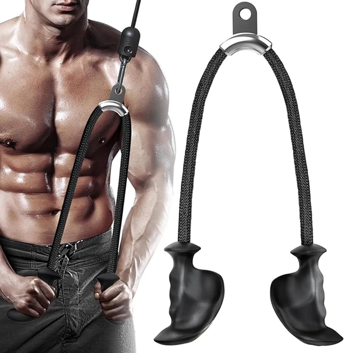 Lat Pulldown Tricep Rope Handle | Heavy Duty Nylon Cable Attachment With Ergonomic Rubber Grip For Back Biceps Triceps Strength Muscle Training Gym Equipment | Smooth Performance Secure Grip - Image 2