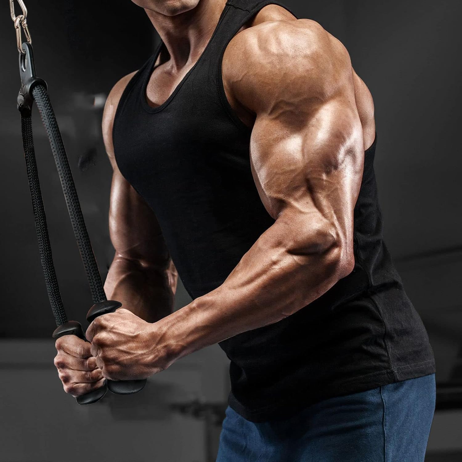 Lat Pulldown Tricep Rope Handle | Heavy Duty Nylon Cable Attachment With Ergonomic Rubber Grip For Back Biceps Triceps Strength Muscle Training Gym Equipment | Smooth Performance Secure Grip - Image 11