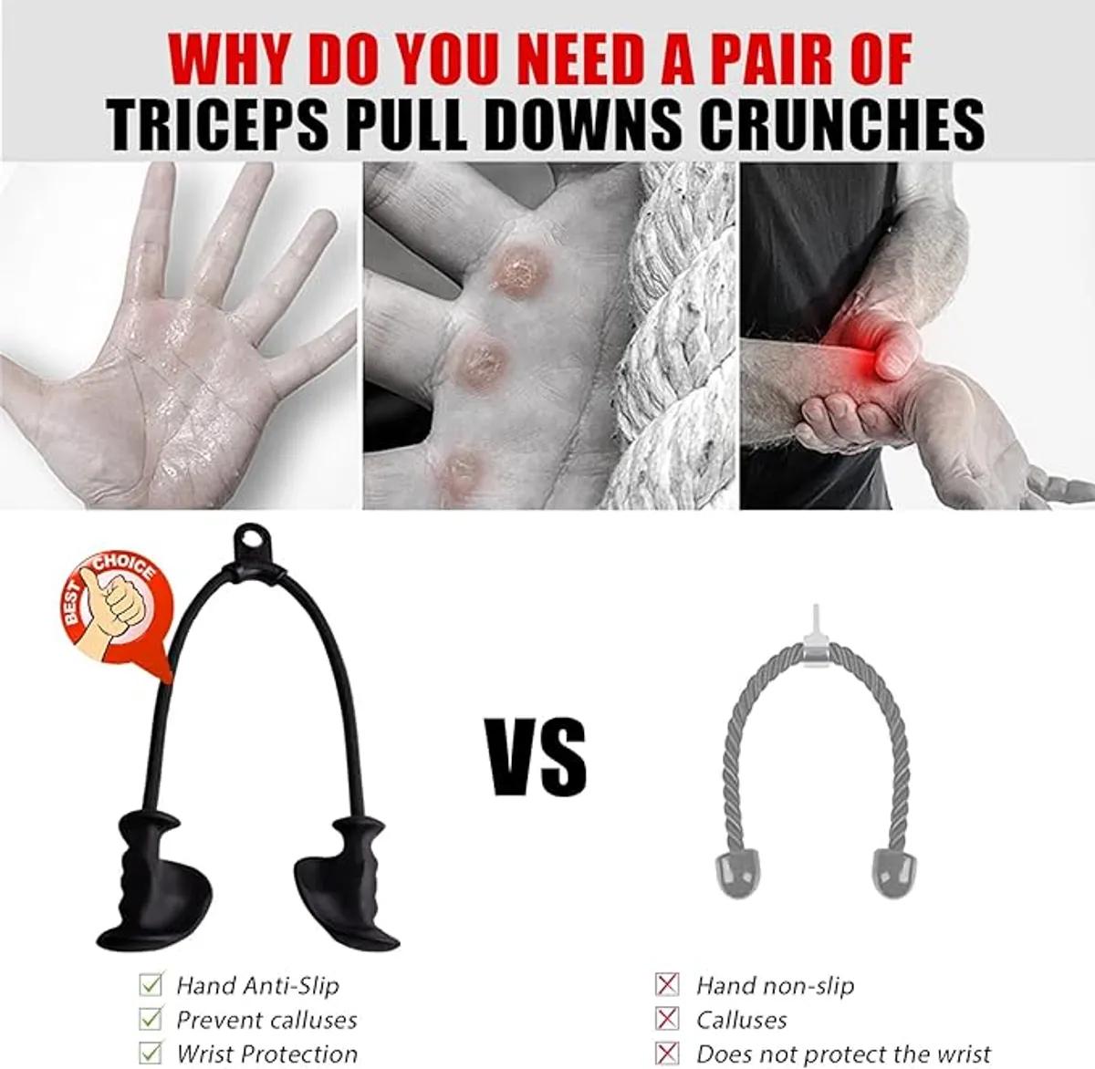 Lat Pulldown Tricep Rope Handle | Heavy Duty Nylon Cable Attachment With Ergonomic Rubber Grip For Back Biceps Triceps Strength Muscle Training Gym Equipment | Smooth Performance Secure Grip - Image 4