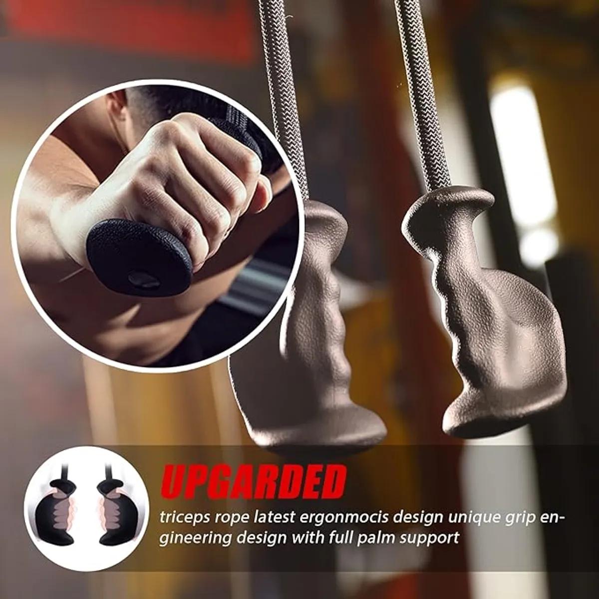 Lat Pulldown Tricep Rope Handle | Heavy Duty Nylon Cable Attachment With Ergonomic Rubber Grip For Back Biceps Triceps Strength Muscle Training Gym Equipment | Smooth Performance Secure Grip - Image 5
