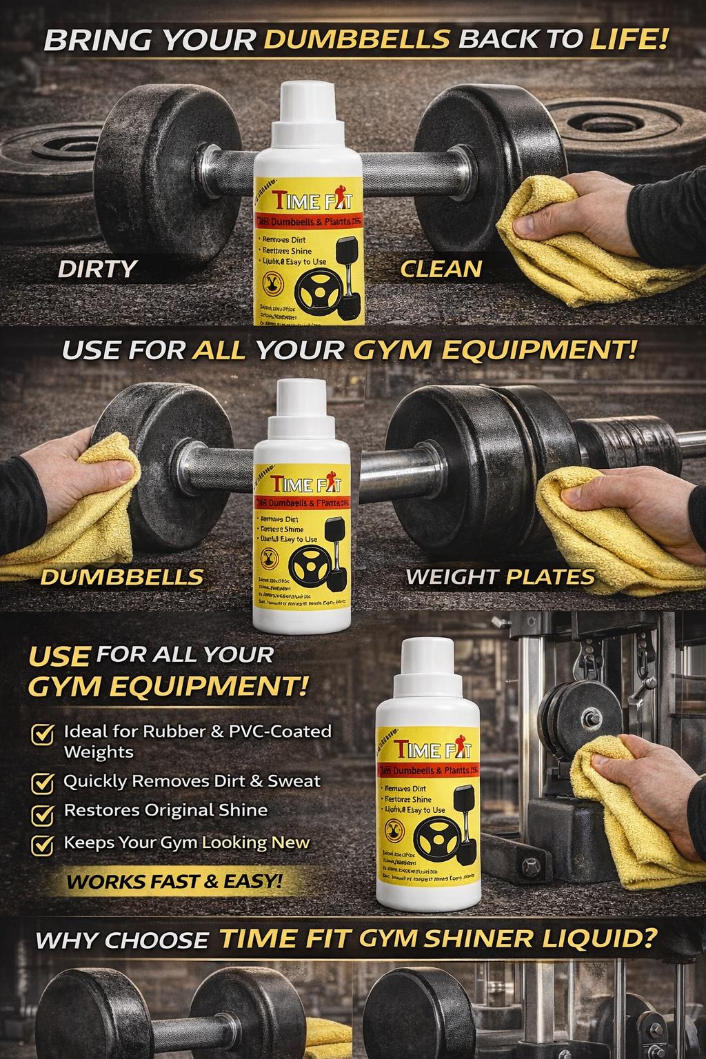 Gym Dumbbells Plates Shiner | Liquid Cleaner For Rubber Metal Weights | Restores Shine Removes Dirt | Safe & Non-Toxic Formula For Home Commercial Gym Equipment Care -500 Ml Pack - Image 2