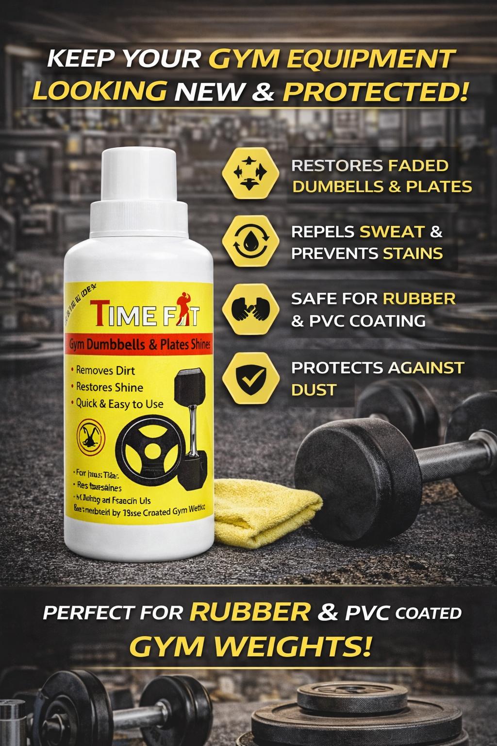 Gym Dumbbells Plates Shiner | Liquid Cleaner For Rubber Metal Weights | Restores Shine Removes Dirt | Safe & Non-Toxic Formula For Home Commercial Gym Equipment Care -500 Ml Pack - Image 6