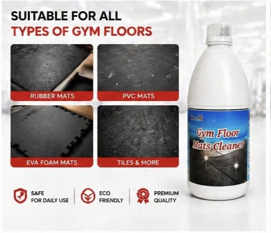 Gym Floor Mats Cleaner | Liquid For Rubber Eva Pvc Flooring | Removes Sweat Dirt Odour | Restores Clean Finish | Safe Non Toxic Formula For Home, Commercial, Gym & Hygiene Care | 1 Litre Pack - Image 2